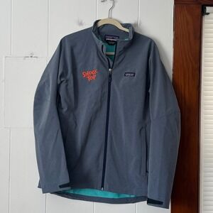 Patagonia Adze Softshell Jacket Womens Large Grey Full Zip‎ Shock Top Embroidery